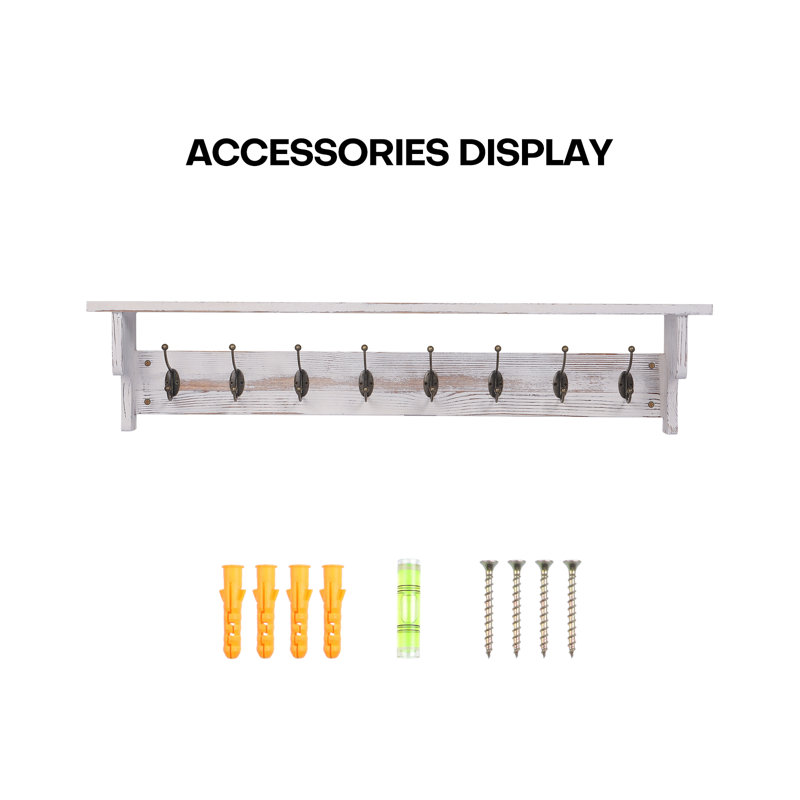 August Grove® Amarisa Solid Wood 8 Hook Wall Mounted Coat Rack